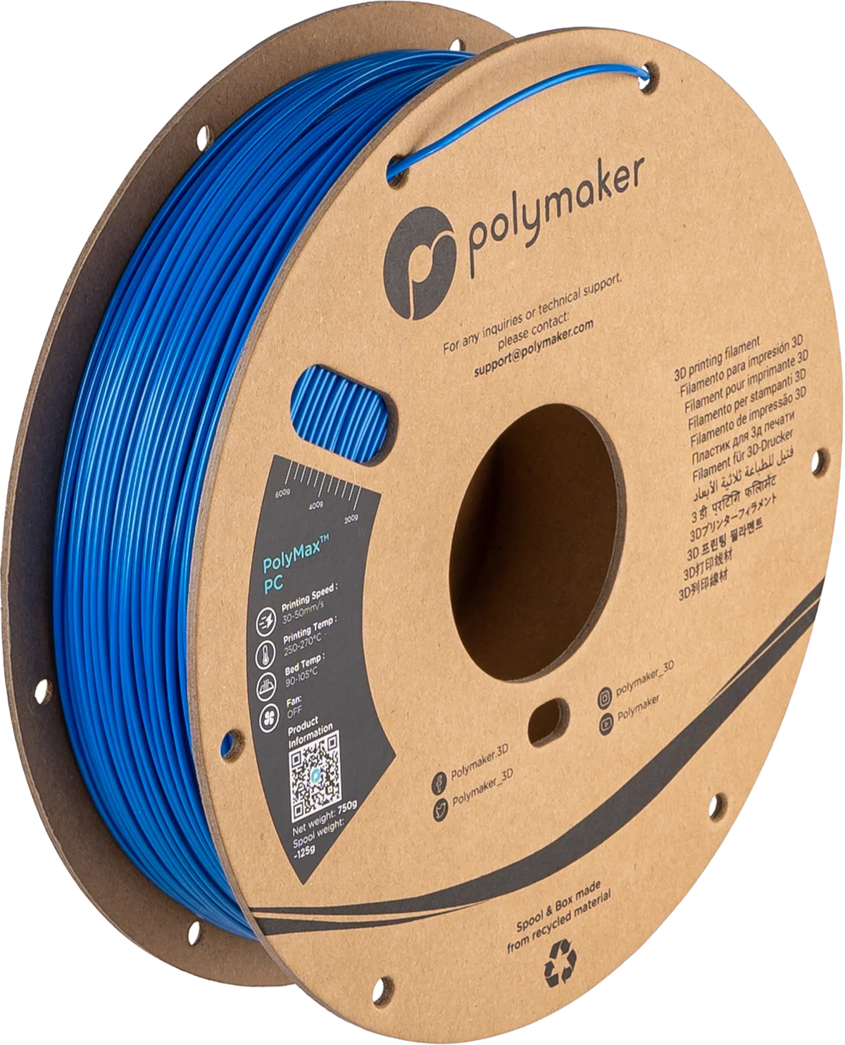Polymaker PolyMax PC Blue/1.75mm/0.75 kg
